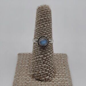 Size 7 Sterling Silver Brilliant Flash Of Color Moonstone Band Ring A3209